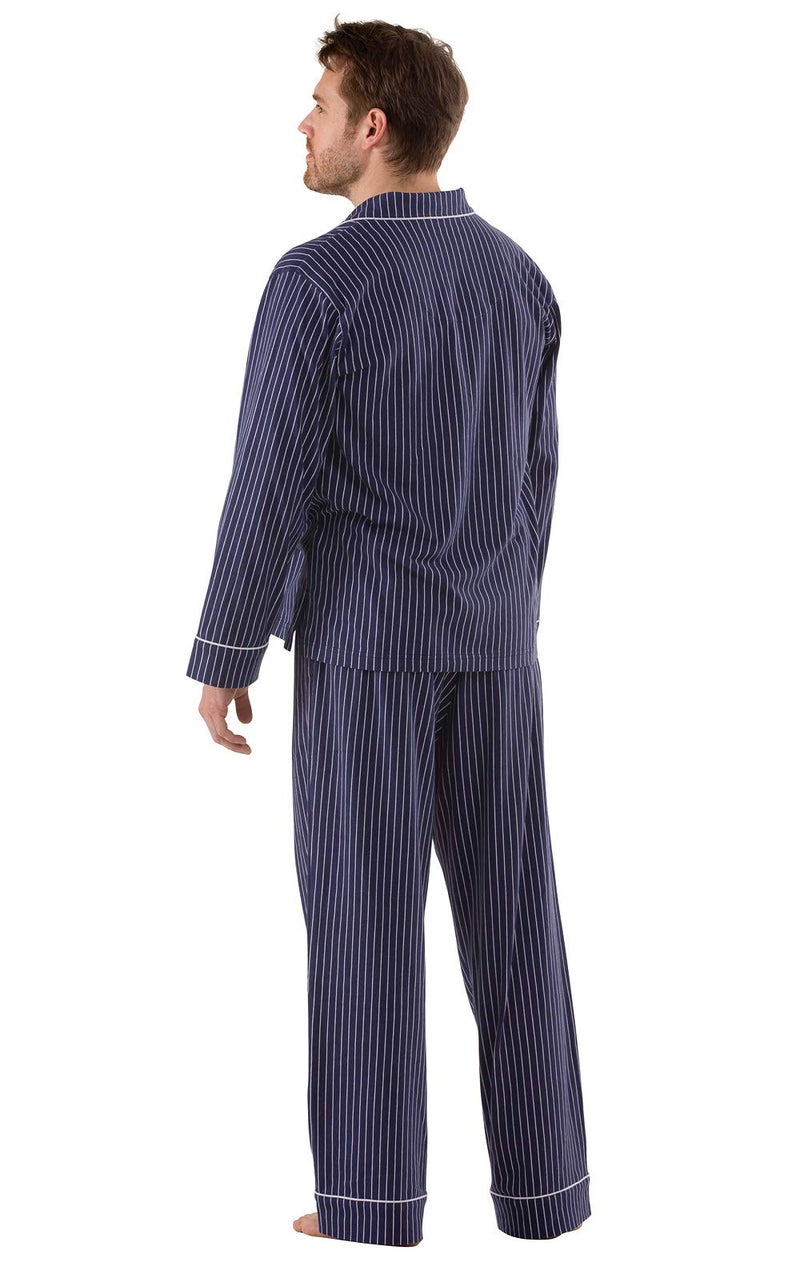 PajamaGram Pajamas For Men - Mens PJs Sets, Long Sleeve, Navy Stripe, XL - Image 2